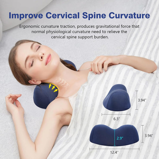 ComfortLife Small Neck Stretcher Pillow for Pain Relief, Medium Soft Cervical Traction Device Neck Mild Support Pillow Foam Cervical Neck Pillow for Tension Muscle Relax Relief (Grey)