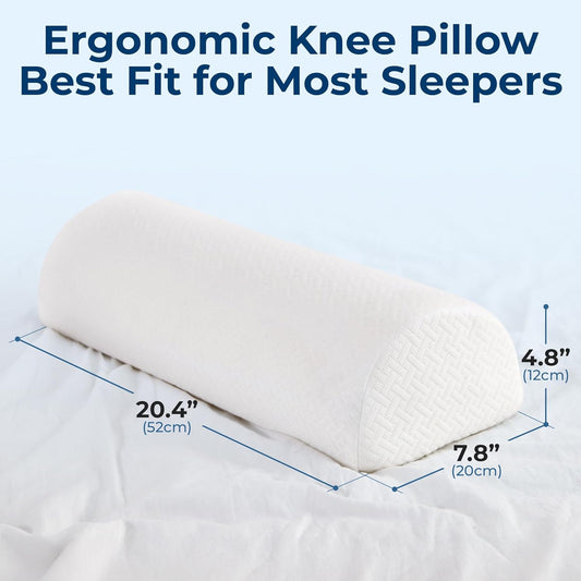 5 STARS UNITED Knee Pillow for Back Sleeping – Half Moon Bolster Pillow for Legs, Under Knee Pillow for Sleeping on Back, Memory Foam Leg Pillow for Back Pain, White