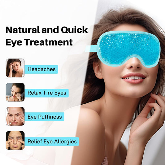 Cooling Eye Mask with Gel Bead 2 Pack Gel Eye Mask Cold Eye Mask for Relaxtion,Puffy Eyes Reusable Cold & Warm Compress for Puffiness,Dry Eyes,Headaches,Migraines,Stress Relief,Post Surgery