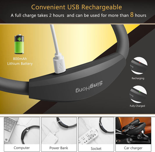 Neck Book Light LED Reading Lamp USB-C Rechargeable, Hands Free, 4 LED Bulbs, 4 Adjustable Brightness, for Reading in Bed or Reading in Car (Green)