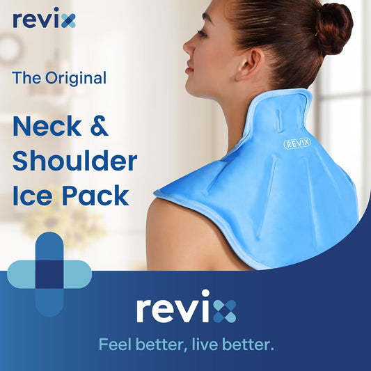 REVIX Ice Pack for Shoulders and Neck, Shoulder Ice Pack for Back Relief | Reusable Hot Cold Gel Pack for Neck and Shoulder, Extra Large Neck Ice Pack Wrap,for Post-Workout Recovery, Blue