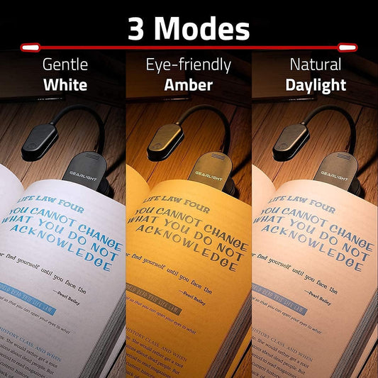GearLight Rechargeable Book Light for Reading in Bed – Hands-Free LED Neck Light with 3 Light Modes, Adjustable Brightness, for Reading, Knitting, Crochet, Crafts, Sewing & Travel – 1 Pack