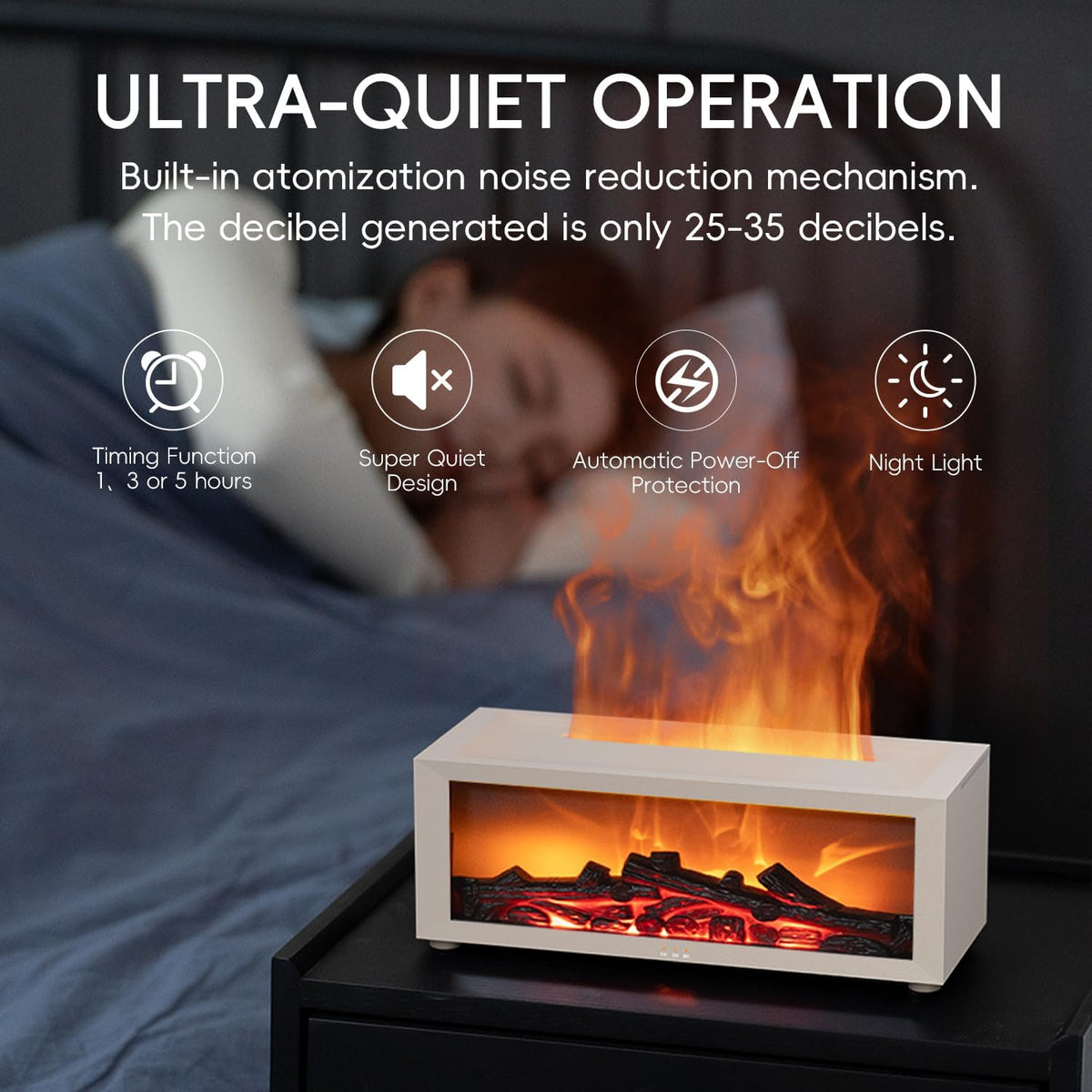 YALEDI Essential Oil Diffuser, 7 Colors Fireplace Flame Fire Oil Diffuser, 150ml Ultrasonic Aromatherapy Humidifier, Scent Diffuser with Remote Control & Timer for Home,Bedroom,Office,Yoga (Black)