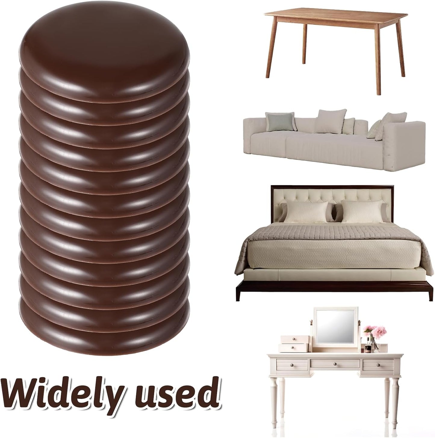 12Pcs Furniture Sliders for Carpet, 2-inch Self Adhesive Chair Gliders Stick Furniture Movers for Easy Moving on Carpet and Hardwood Floors(Coffee)