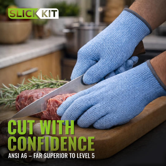 Superior ANSI A6 Cut Resistant Gloves, 100% Food Safe‘BLUE’,Large | Cutting Glove for Chefs & Butchers, Mandoline Oyster Shucking Gloves, Cut Proof Gloves with Premium Comfort & Dexterity