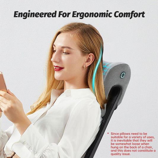 Office Chair Pillow with Headrest Support, Memory Foam Cushion, Desk Pillow for Napping, Arm Rest and Chest Support, Flexible Hanging Cushion Fits Most Chairs, Removable Washable Gray Cover