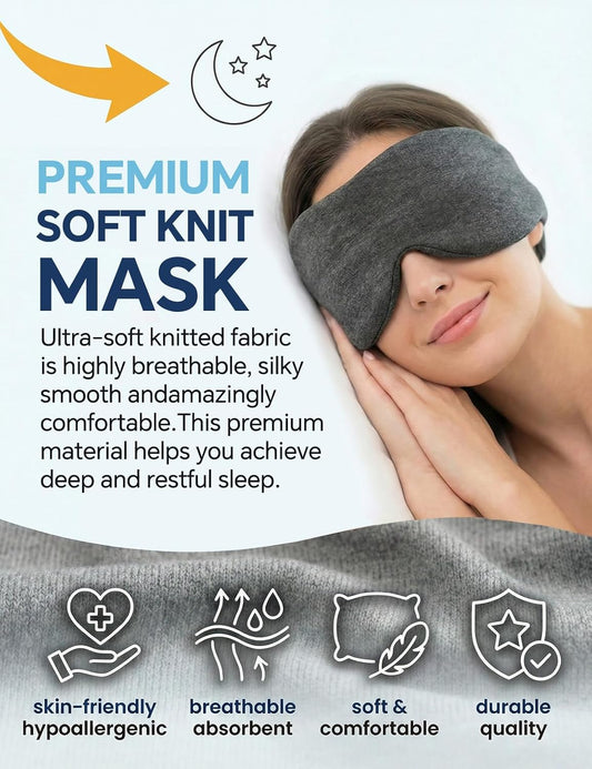 Sleep Mask for Women and Men, Soft Modal Blackout Eye Mask with Ear Coverage, Zero Pressure Blindfold for Side Sleepers, Adjustable Strap, Travel Essentials