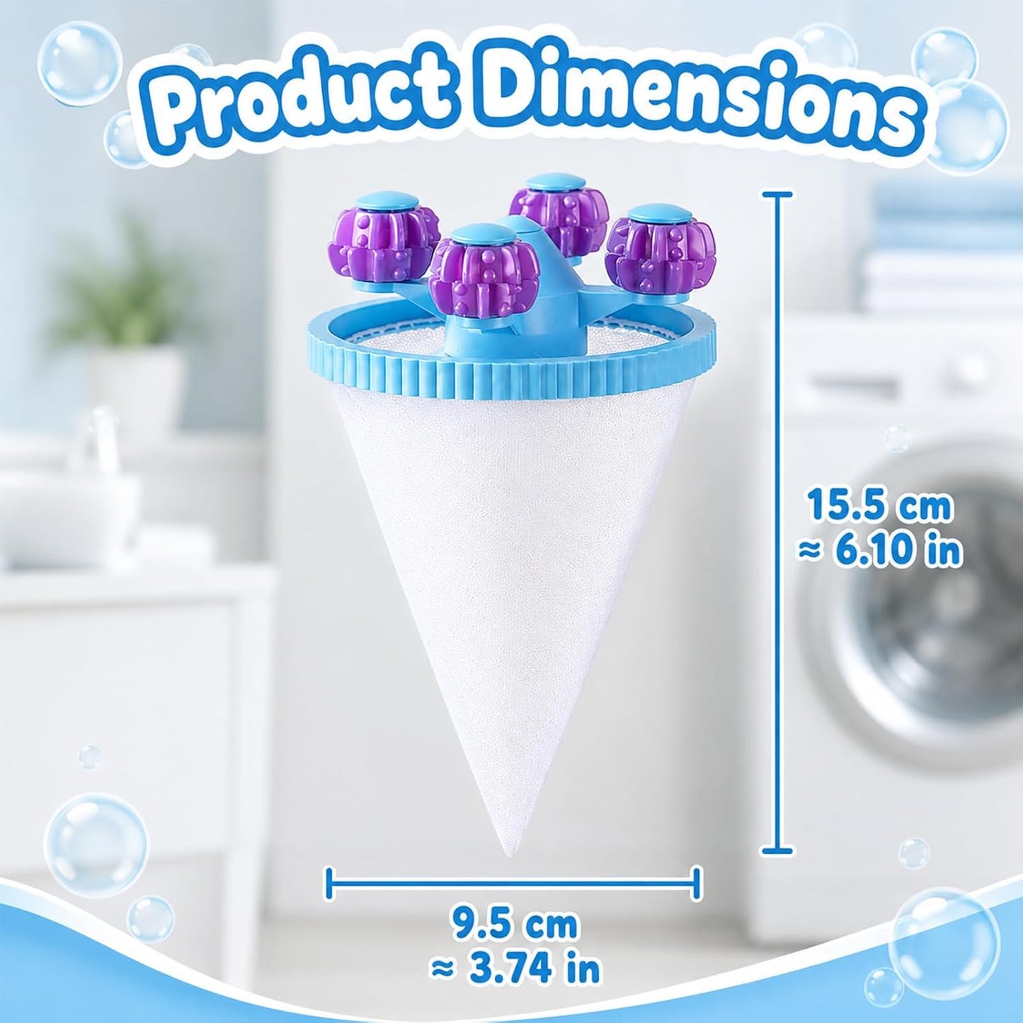 3-Pack Washing Machine Floating Hair Filter Mesh Bag, Reusable Lint Catcher, Pet Dog Cat Hair Remover for Laundry