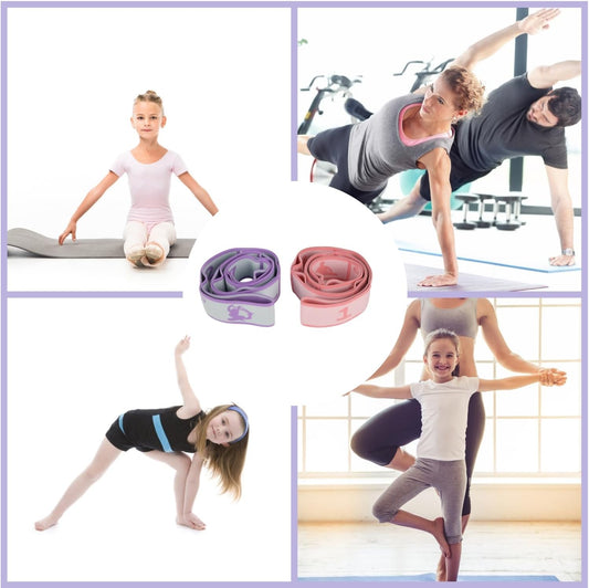 Elastic Yoga Stretching Strap with Loops, CEILIWEN Stretch Straps for Physical Therapy, Pilates Stretch Band, Elastic Exercise Bands, Leg Stretching Strap, Stretch Resistance Bands for Exercise