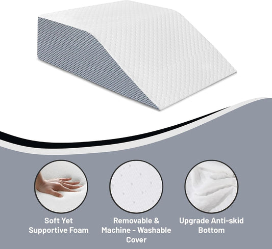 Zutan, Leg Wedge Elevation Pillow for Blood Circulation | Relieved & Recovers Foot and Ankle Injuries | Pillows for Swelling | Multi-Purpose | 8”x16”x23”, White