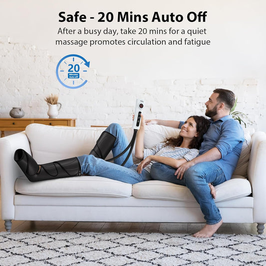 CINCOM Leg Massager for Circulation and Pain Relief FSA - HSA | Air Compression Calf Foot Leg Massagers with 2 Modes 3 Intensities Adjustable Leg Wraps Gifts (with 2 Extensions)