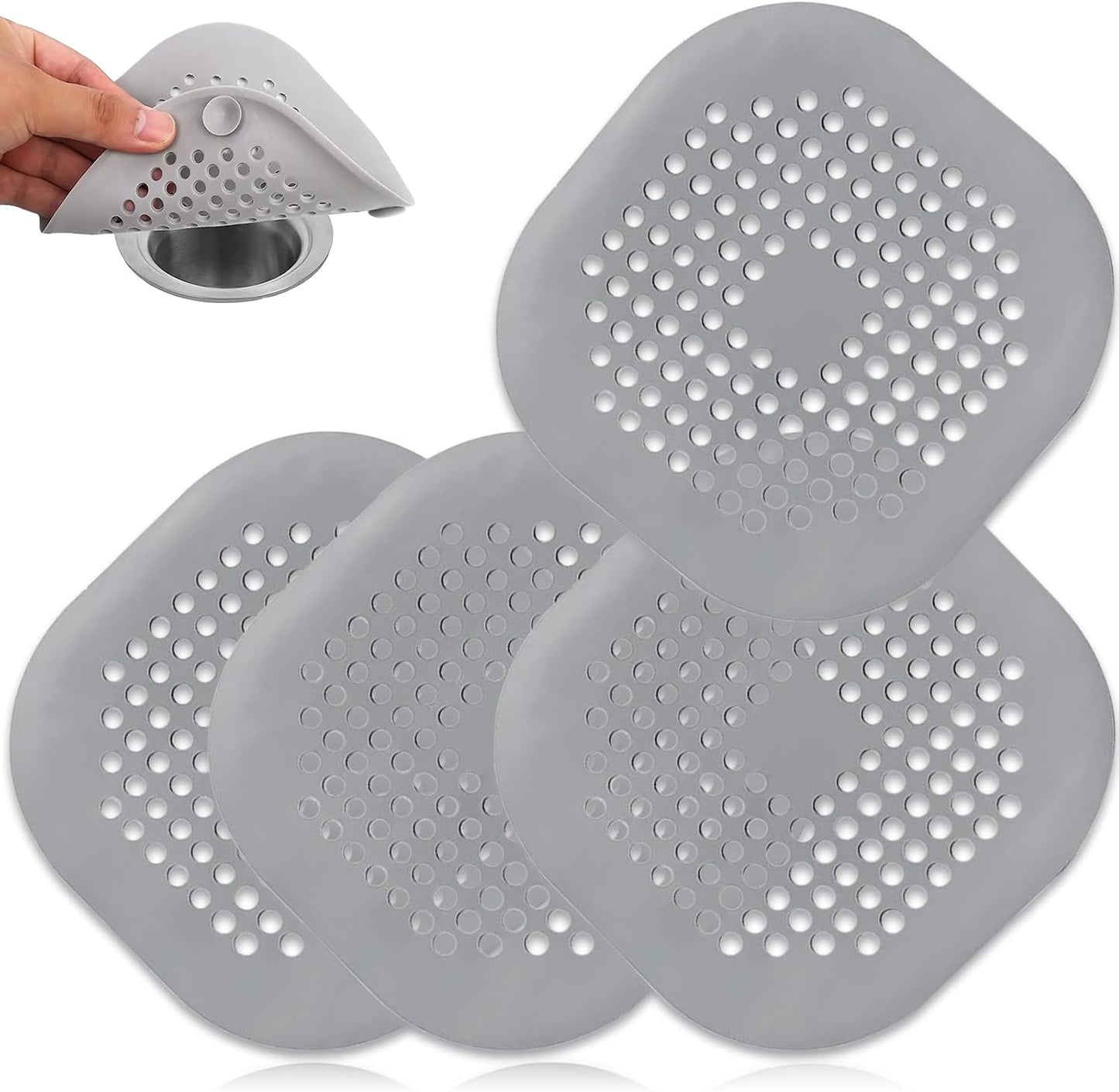 2 Pack Shower Drain Hair Catcher, Silicone Drain Cover with Suction Cup,Shower Drain Protector Drain Strainer Hair Stopper for Kitchen Bathroom Bathtub Sink(New Black 2Pack)
