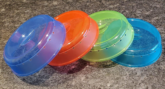 Rock 4 Pack of Microwave Plate Bowl Splatter Cover. Keep Your Microwave Clean While Heating Messy Items with Vented, Colorful Lids! (4100)