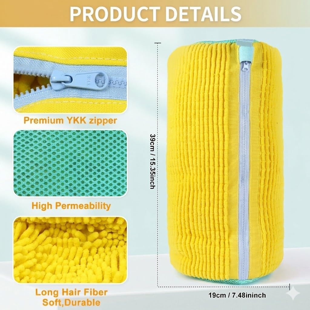 2 Pack Shoe Washing Machine Bag, Laundry Shoe Bag for Washer and Dryer, Reusable Shoe Cleaning Bag for Sneakers and All Shoes Types with Self-Locking Zipper (Yellow)
