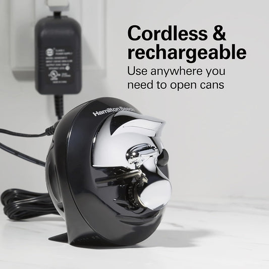 Hamilton Beach Walk 'n Cut Hands-Free Cordless Electric Can Opener | Automatic & Hand-Free | Rechargeable | Opens Any Size Can |Easy Clean Removable Blade | Black | 76501G