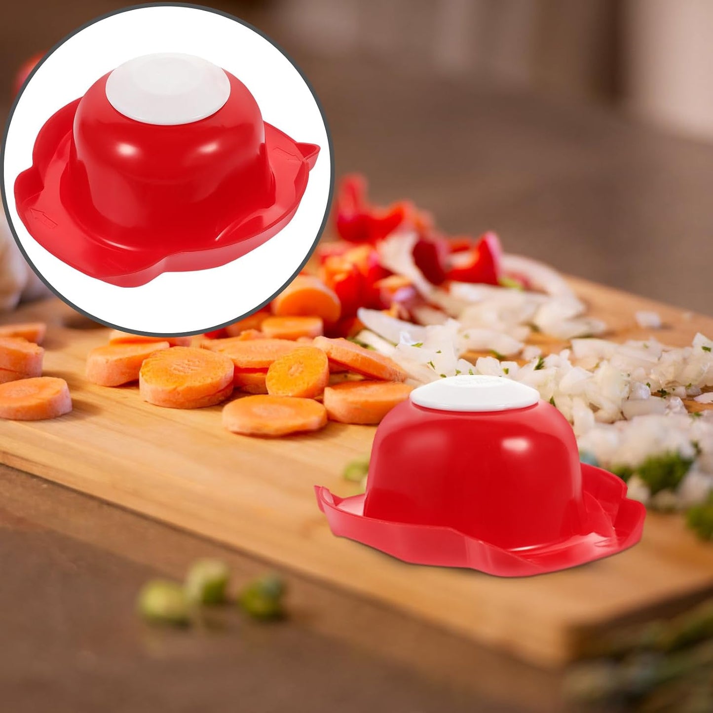 BESPORTBLE 3pcs Handheld Vegetable Grater with Finger Protector, Red Plastic Hand Guard for Potato and Food Shredding, Kitchen Safety Cutting Tool for Food Preparation