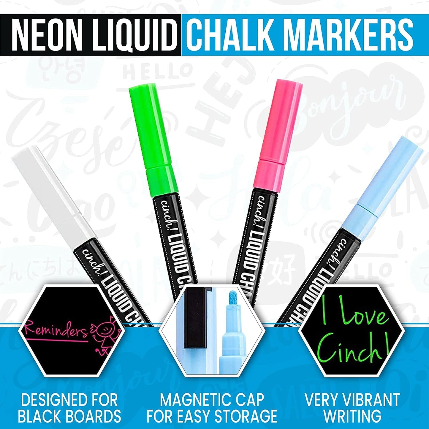 Black Magnetic Dry Erase Board for Fridge with 4 Neon Markers | Magnetic Board for Refrigerator, Magnetic Refrigerator Organizer & Planner for Daily Use