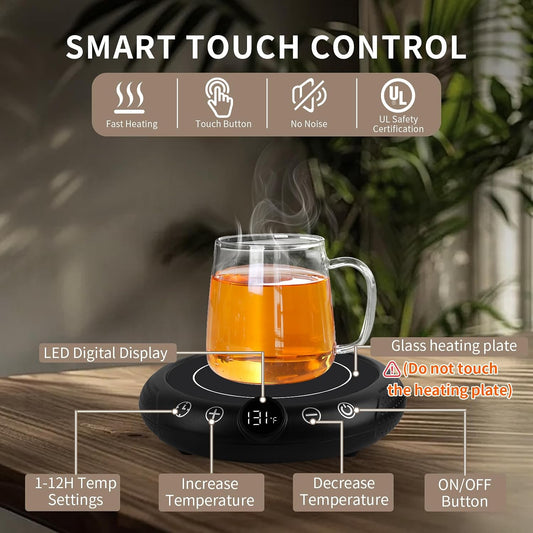 Coffee Mug Warmer, Valentines Day Gifts for Her Wife Girlfriend Daughter Him, Electric Cup Warmer for Desk, Candle Warmer Plate 8-Temp Setting & 1-12H Timer, Birthday Gifts for Women Men