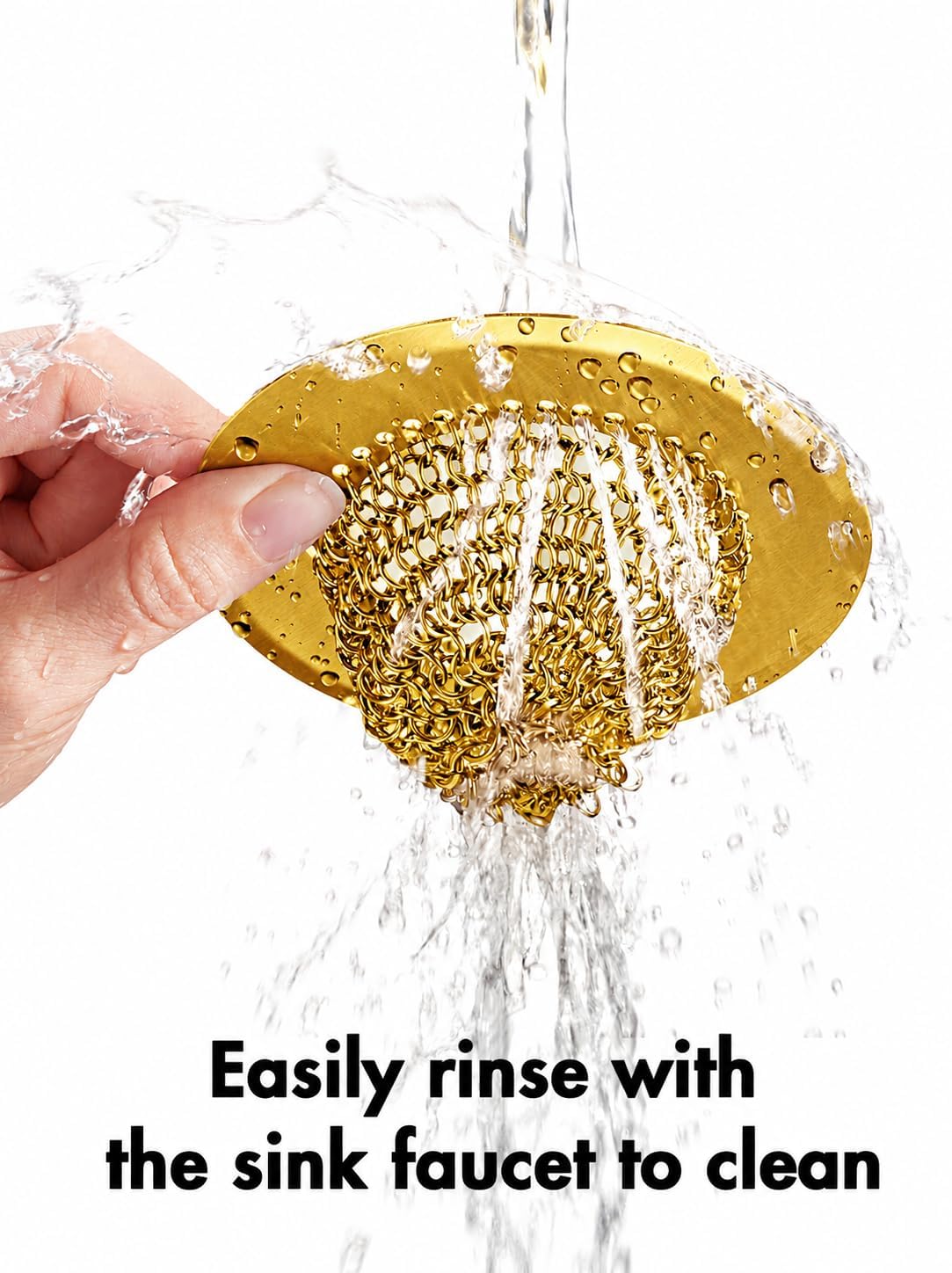 Kitchen Sink Drain Strainer,Patented Reversible Chain Mesh Basket Anti-Clog | Revolutionary Sink Strainer,Easy Clean,Fast Drainage,304 Stainless Steel Rust-Proof,4.4" Large Capacity Food Catcher,Handmade
