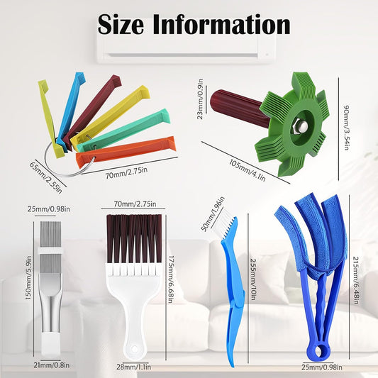 6 Pcs Radiator Comb Tool Set, Multiple Sizes AC Fin Comb Straightener & Condenser Coil Cleaning Brush, Air Conditioner Repair Cleaner Kit for Evaporator Automotive Refrigerator Hvac (Colored)
