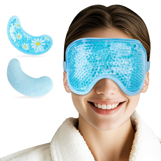 NEWGO Cooling Gel Eye Mask - Reusable Cold Pack for Puffy Eyes, Dark Circles, Migraine, Stress Relief - Purple With Soft Plush Backing