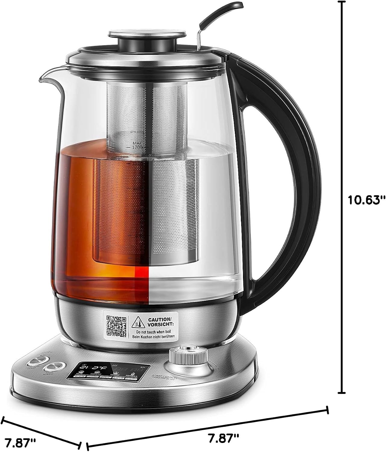 Electric Tea Kettle, 9 Temperature Control Presets Glass Kettle, 1200W Tea Pot with Removable Infuser, 2 Hours Keep Warm, 1.7 Liter Electric Kettles, Borosilicate Glass & Stainless Steel