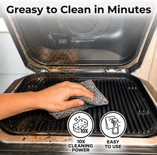 Kona Safe/Clean Air Fryer Cleaner and Degreaser Kit for Ninja Woodfire Grill, Smoker and Oven - 23oz Fume-Free No-Drip Gel Spray with 6 Stainless Steel Scrub Cloths