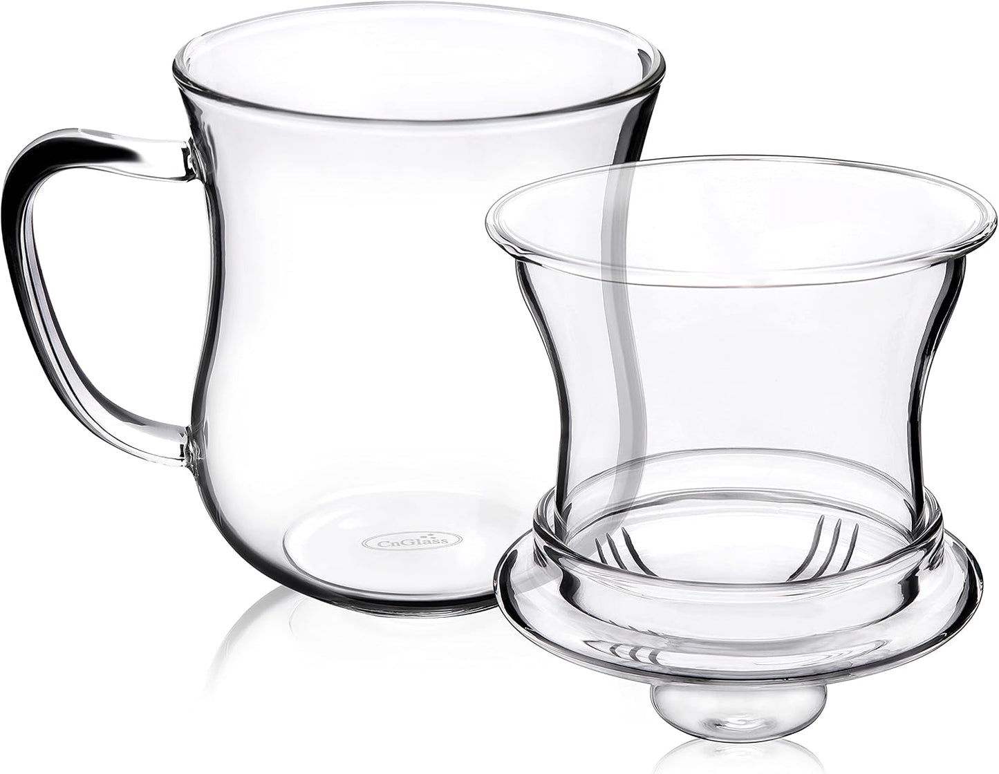 CNGLASS 12oz Double Walled Glass Tea Cup with Stainless Steel Infuser and Lid,Borosilicate Glass Tea Infuser Mug for Loose Tea,Teabag,Set of 1