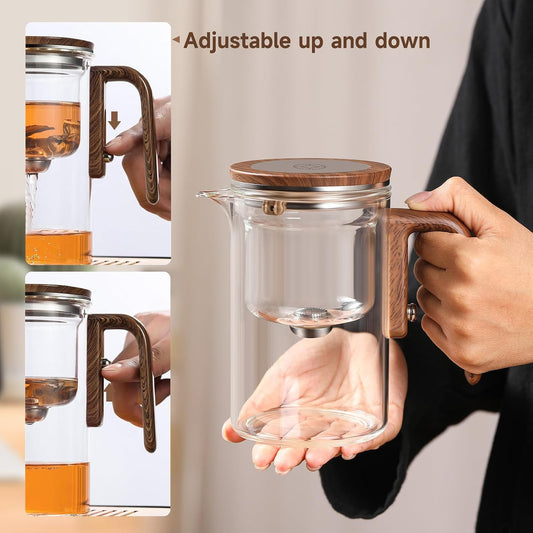 Enchanti Tea Pot, Magic Glass Teapot with Strainer,Magnetic Water Separation with Infuser -800ML/27.01oz