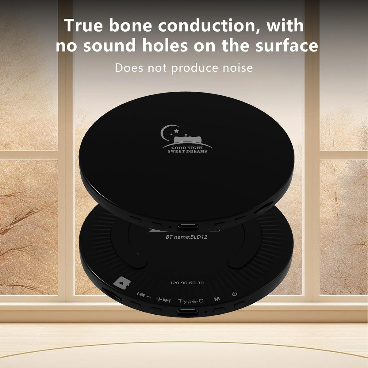 Pillow Speakers for Sleeping,Bone Conduction Speaker,Bluetooth Built-in White Noise Sleep Speaker with TF/Micro SD Offline, Auto-Off Timer,Can Work for 8 Hours,Black