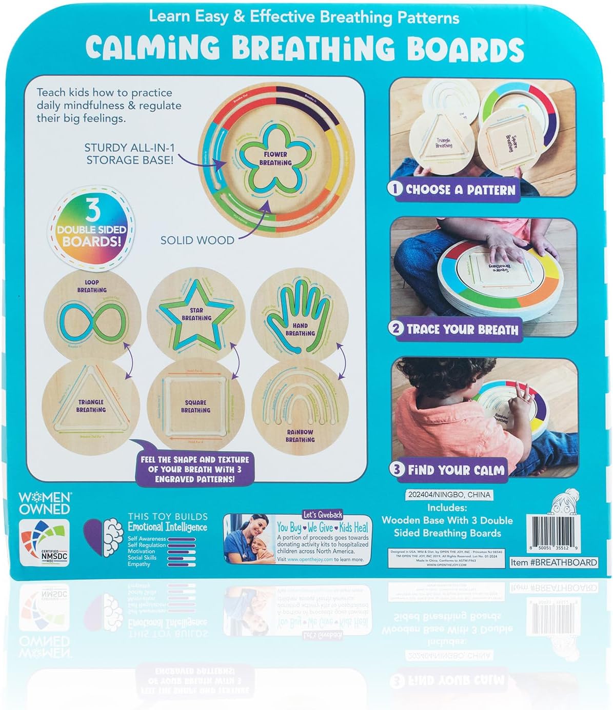Open The Joy - Calming Breathing Boards for Kids and Adults, Mindfulness and Relaxation Tools - Ages 4 and Up