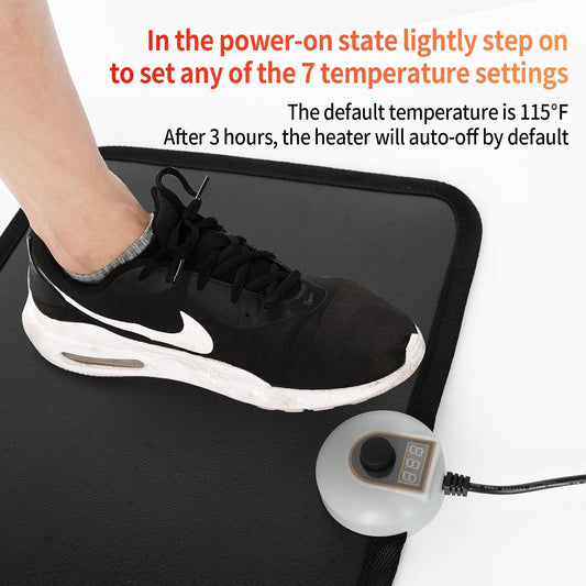 Electric Heated Floor Mats - AC 110V Foot Heater, Heated Foot Warmer Mat Under Desk for Office and Home (Gray)
