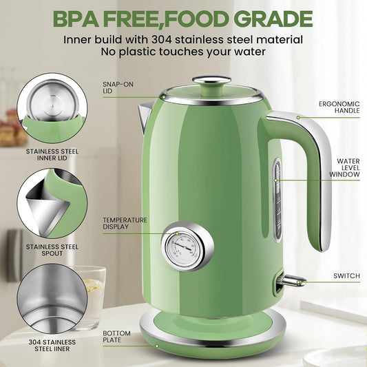 PUKOMC Electric Kettle, 1.7L Stainless Steel Electric tea kettle