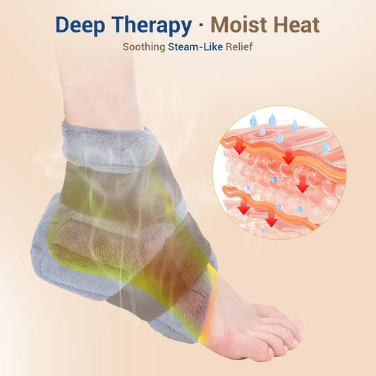 Comfytemp Microwavable Heated Slippers, Moist Heat Pads for Feet and Ankles | FSA Eligible HSA Foot Ankle Warmers for Plantar Fasciitis, Pain Relief, Moist Warm Compress for Women, Men, Home Comfort Gift