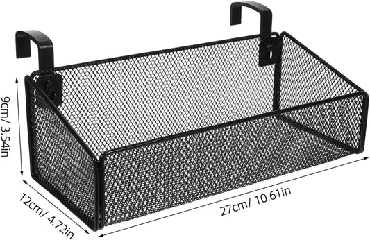 Bedside Hanging Storage Basket, Metal Bunk Bed Caddy with Hooks