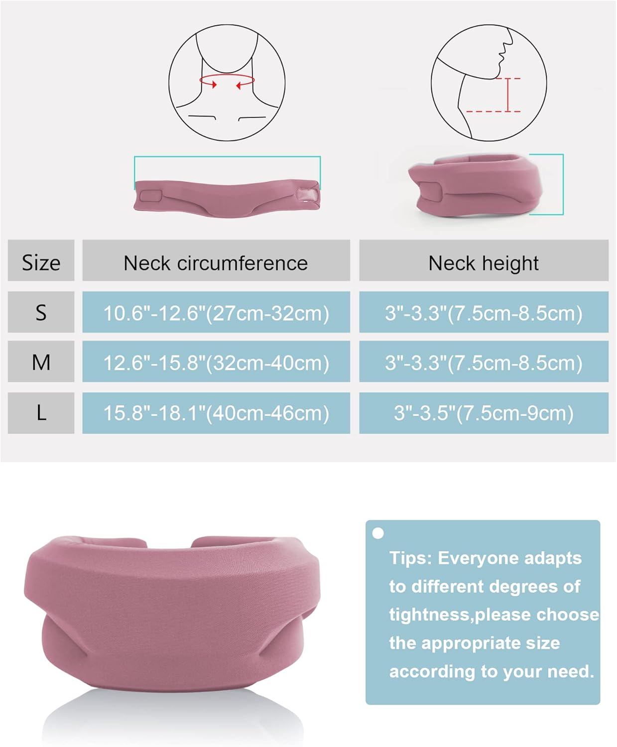 Neck Brace for Sleeping - Cervical Collar Relief Neck Pain and Neck Support Soft Foam Wraps Keep Vertebrae Stable for Relief of Cervical Spine Pressure for Women & Men Rose Pink Large Size