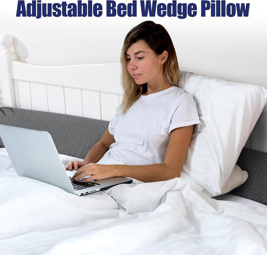 HOMBYS Wedge Pillow Headboard for Bed Gap,Foldable Bed Wedge Gap Filler Queen Size,Matterss Gap Filler,Multi Functional Bed Crack Pillow, Fill The Gap (0-7") Between Your Headboard and Mattress,White