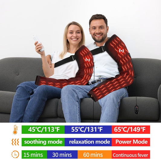 Shoulder Arm Massage Heating Pad for Pain Relief, Ultra Long Heated Elbow Heating Pad with 3 Vibration and Heat Settings, Heated Shoulder Wrap for Frozen Shoulder
