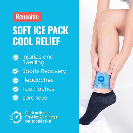 ICEWRAPS Reusable Ice Packs Compact 3 x 5 in, Soft Cooling, Pack of 6