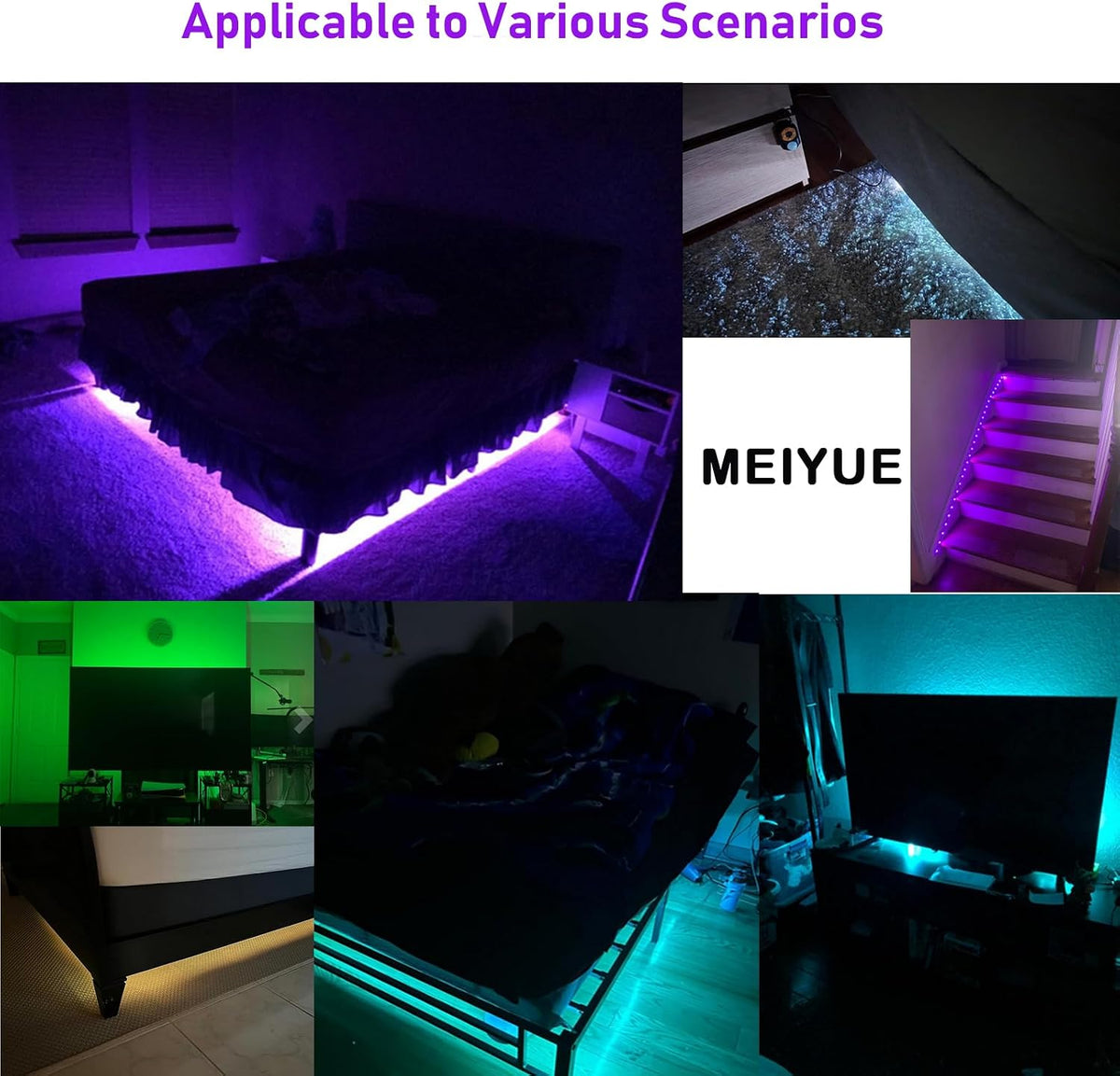 LED Strip Light Motion Sensor Under Bed Lights 9.84FT RGB,Remote/APP Control,Dimmable,Music Sync,Auto-Off Timer,Motion Activated Led TV Night Light for Bed Stair Cabinet Party Computer Desk