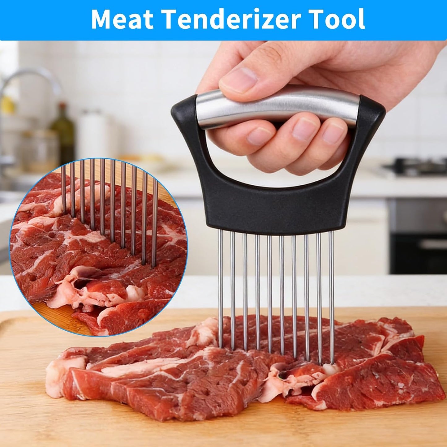 Onion Slicer Holder with Protective Case | Stainless Steel Onion Cutter Tool for Kitchen, Lemon, Potato, Tomato, Avocado, Vegetable & Fruit Slicing Assistant