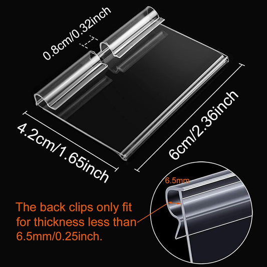 50PCS Basket Bin Labels Clip On,ChanQnTon Clear Plastic Label Holders for Storage Bins, Wire Shelf Price Tags,Merchandise Display Signs,50PCS 6X4CM Paper Inserts Included.