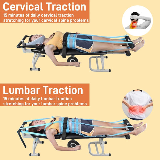 Traction Table,Traction Bed Folding Massage Bed Cervical and Lumbar,Back Stretcher Decompression Without Going Upside Down, Body Spinal Decompression Neck Stretcher Cervical Traction Device