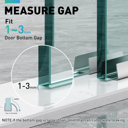 Sliding Shower Door Bottom Seal, 2 PCS 3/8" x 36" | Polycarbonate Door Sweep for 3/8 Inch Glass, Frameless Glass Shower Door Seal Strip Stop Leaks and Create a Water Barrier