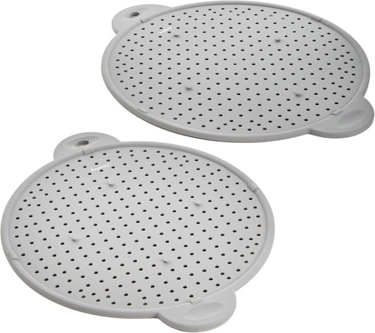 BergHOFF Essentails 11" Silicone Splatter Screen & Grease Splatter Guard | Heat Resistant Oil Splash Shield for Frying Pan, Multifunctional Kitchen Strainer, Cooling Rack & Dual Stay Cool Handles