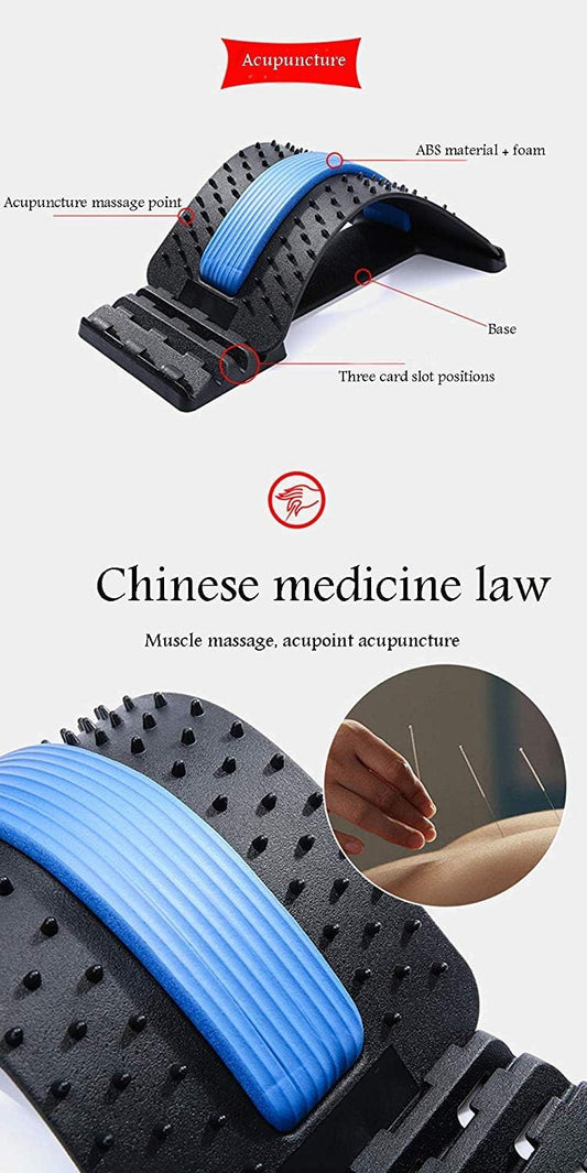 Back Stretching Device,Back Massager for Bed & Chair & Car,Multi-Level Lumbar Support Stretcher Spinal, Lower and Upper Muscle Pain Relief(Black/Blue)