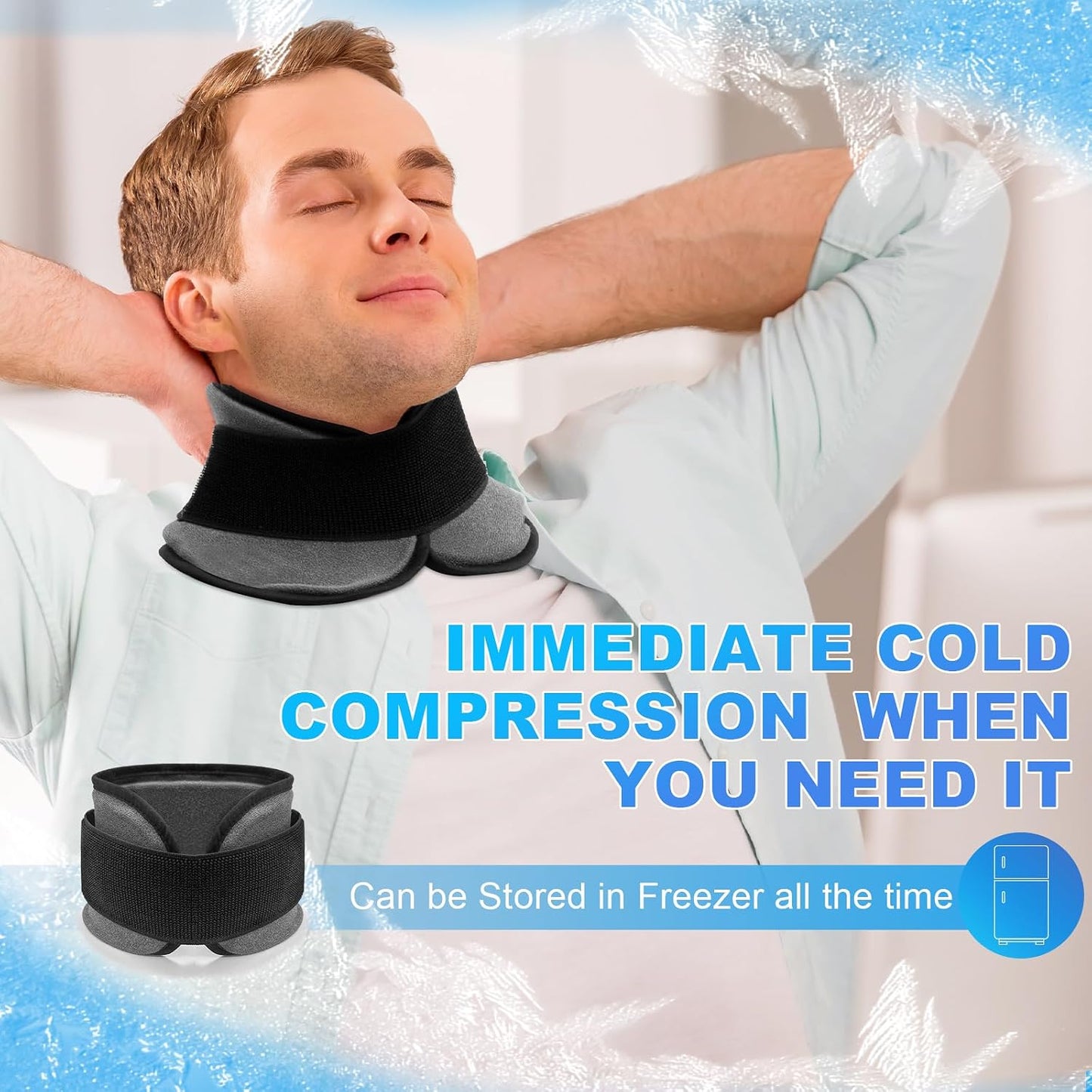 Neck Ice Pack Reusable Soft Gel Wrap Ice Collar for Neck, Wisdom Teeth Ice Pack Head Wrap Face Jaw Versatile Cooling Cold Compress for Cervical Injuries Pain Surgery Recovery