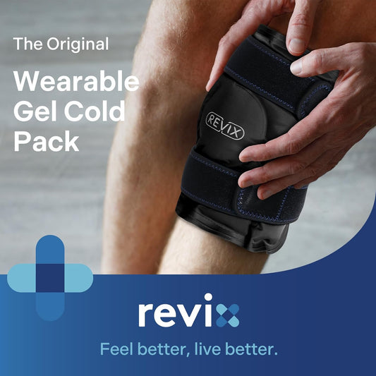 REVIX Ice Wraps for Knee, Ice Packs Reusable with Cold Compression, 2 Pack | Gel Knee Cold Pack with Plush Cover, Hands-Free Use for Meniscus Tear, Joint Discomfort, Swelling and Post-Workout Recovery