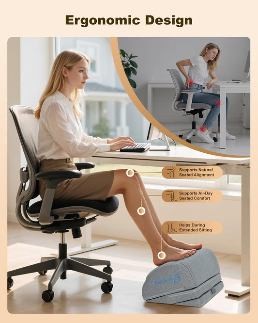Comfier Under Desk Foot Rest at Work with Heat,Vibration,3 Height Under Desk Foot Rest for Office Chair,Foot Heater Foot Warmer, Ergonomic Heated Footrest,Gaming Chair Footstool,Computer Desk Use