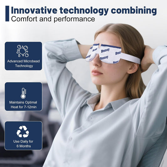 Heated Eye Mask for Dry Eyes with Gentle Steam Heat, White, 1 Pack